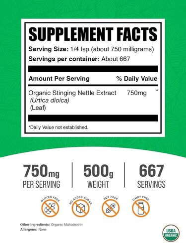 BULKSUPPLEMENTS.COM مستخلص جذر نبات القراص اللاذع - مكمل جذر نبات القراص، مسحوق جذر نبات القراص، مستخلص نبات القراص اللاذع - للمسالك البولية، نباتي وخالي من الغلوتين - 750 مجم لكل وجبة، 500 جم (1.1 رطل) in Kuwait