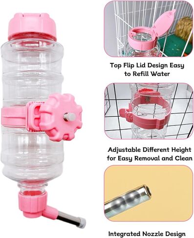 16.7oz Guinea Pig No Drip Water Bottle,Rabbit Hanging Leakproof Water Dispenser,Bunny Automatic Feeder,Ferret Cages Crate Accessories for Bunny Chinchilla Hedgehog Squirrels (Green) in Saudi Arabia