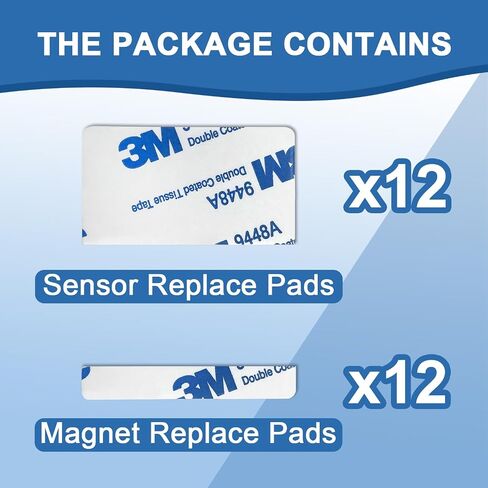 Replacement Adhesive for GE Personal Security Window and Door Alarm, Double Sided Adhesive Pads, Easy Installation(12 Sensor and 12 Magnet Pads) in Kuwait