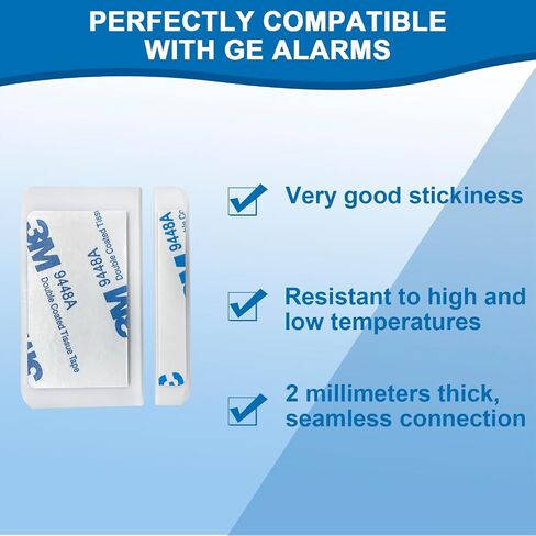 Replacement Adhesive for GE Personal Security Window and Door Alarm, Double Sided Adhesive Pads, Easy Installation(12 Sensor and 12 Magnet Pads) in Kuwait