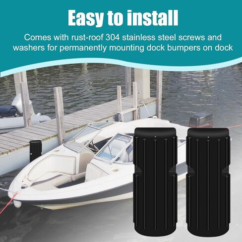 Dock Pumper Fender ، حماية قابلة للنفخ - مصدات قفص القوارب الشاقة ، حماية الأرصفة والسفن من الأضرار التي تسببت في تصادمات ، 2 عبوة （أسود） in Kuwait