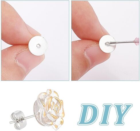 UniCraftale 200pcs arring arring posts stud stud arring النتائج 10 ملم ، مقاطع أسطوانة مسطحة فارغة in Kuwait
