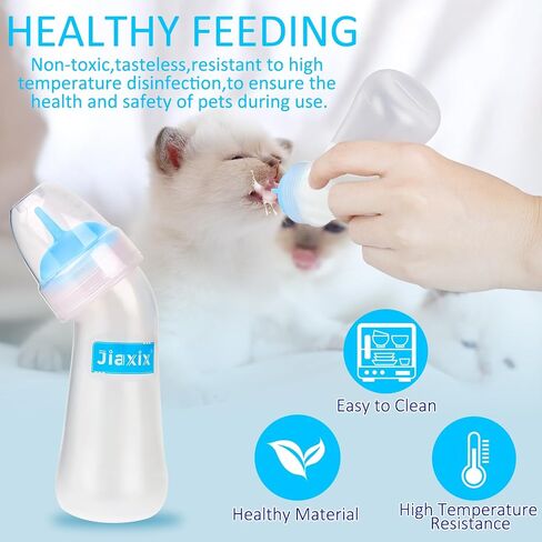 Pet Nursing Bottle Kit for Newborn Animals,Kitten Bottle Feeding Kit Silicone Anti-Choking Nipple and Kitten Syringe for Kittens Puppys Rabbits Squirrel (Yellow) in Kuwait