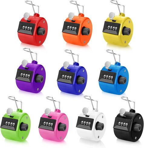 10/20 Pieces Handheld Tally Counter 4 Digit Mechanical Clicker Counter Multicolour Handheld Counter Clicker Plastic Pitch Counter for Counting School Golf Coaching Sports Knitting Events in Kuwait