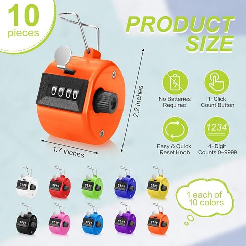 10/20 Pieces Handheld Tally Counter 4 Digit Mechanical Clicker Counter Multicolour Handheld Counter Clicker Plastic Pitch Counter for Counting School Golf Coaching Sports Knitting Events in Kuwait