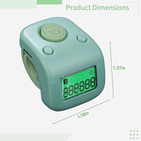 Electronic Clicker Counter, Portable Tally Counter with 6 Channels for Multiple Uses, PC Material Finger Counter with LCD Display, Wide Counting Range for All Applications (Green) in Saudi Arabia