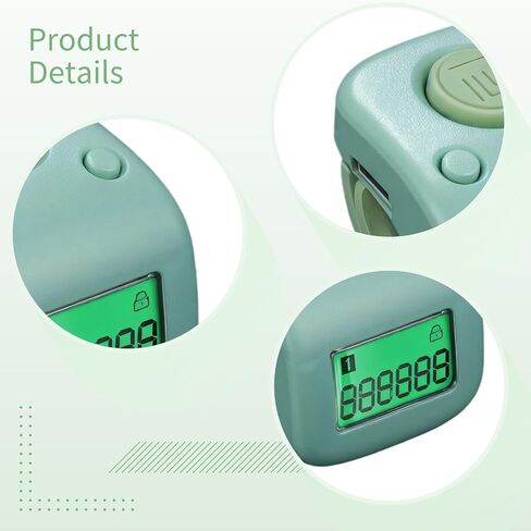 Electronic Clicker Counter, Portable Tally Counter with 6 Channels for Multiple Uses, PC Material Finger Counter with LCD Display, Wide Counting Range for All Applications (Green) in Saudi Arabia