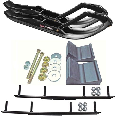 C&A Pro Black TMX Snowmobile Skis w/ 6" Round Bars Complete Kit Polaris Fusion IQ in Saudi Arabia