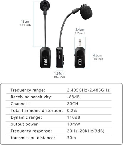 EBJ 2.4G Wireless Headset Mic and Handheld Mic 2 in 1, 30m Stable Transmission, Dual Type-c USB Charging, Compatible with Speakers, Voice Amplifier, PA System (KX-620-1) in Kuwait