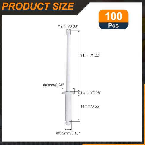uxcell 100Pcs 1/8"x1/2" Round Head Blind Rivets, Zinc-Plated Carbon Steel Grip and Mandrel Cap Blind Rivets, White in Saudi Arabia