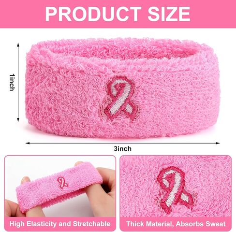 Sosation 24 Pcs Breast Cancer Awareness Bicep Bands Bulk Pink Sweatbands Armband Bicep Bands for Men and Women Football Basketball Baseball and Supporting Breast Cancer Awareness Month in Saudi Arabia