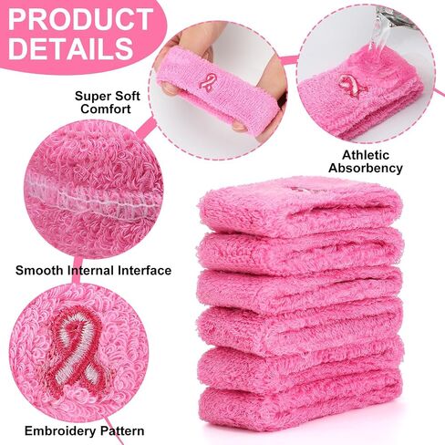 Sosation 24 Pcs Breast Cancer Awareness Bicep Bands Bulk Pink Sweatbands Armband Bicep Bands for Men and Women Football Basketball Baseball and Supporting Breast Cancer Awareness Month in Saudi Arabia