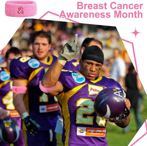 Sosation 24 Pcs Breast Cancer Awareness Bicep Bands Bulk Pink Sweatbands Armband Bicep Bands for Men and Women Football Basketball Baseball and Supporting Breast Cancer Awareness Month in Saudi Arabia