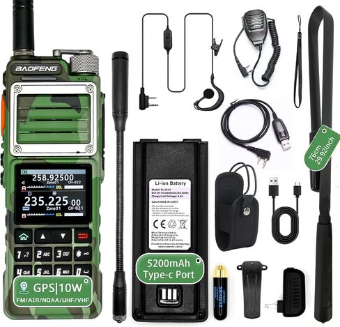 Baofeng UV-25 Pro 10W Radio Hight Duty Handheld Tri Band Baofeng Radio Radio Tri Band Band Band Ham Radios 999Ch 5200mah Batterytype-C شحن UHF VHF MW in Kuwait