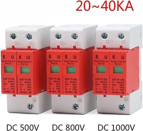 Arrester Device SPD 2P 3P DC 500V 800V 1000V 20KA~40KA 30KA~60KA House Lightning Surge Protector Protective Low-Voltage Arrester Device PV Solar (Color : B, Size : DC500V 40KA) in Kuwait