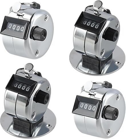 Clicker Counter 4 Pcs Hand Counter Clicker 2.2 * 2.5 * 1.1in Counters, with Metal Shell, 4 Digits, Suitable for Golf, Laps and Rows (Normal Type*2+Base Type*2) in Saudi Arabia