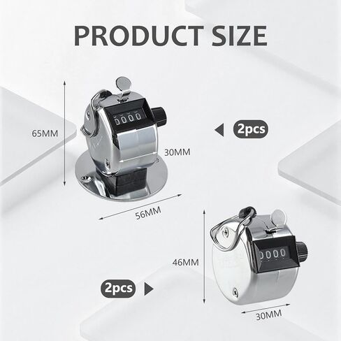 Clicker Counter 4 Pcs Hand Counter Clicker 2.2 * 2.5 * 1.1in Counters, with Metal Shell, 4 Digits, Suitable for Golf, Laps and Rows (Normal Type*2+Base Type*2) in Saudi Arabia