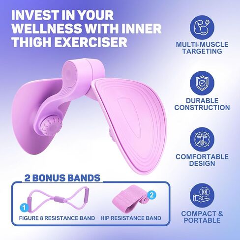 Thigh Master for Women, Pelvic Floor Exercise Devices, Kegel Exerciser Pelvic Floor Muscle, Inner Thigh Exerciser, Kegel Exercise, Thigh Trainer with Extra Figure and Hip Resistance Bands in Saudi Arabia