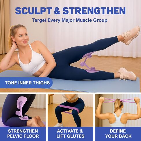 Thigh Master for Women, Pelvic Floor Exercise Devices, Kegel Exerciser Pelvic Floor Muscle, Inner Thigh Exerciser, Kegel Exercise, Thigh Trainer with Extra Figure and Hip Resistance Bands in Saudi Arabia