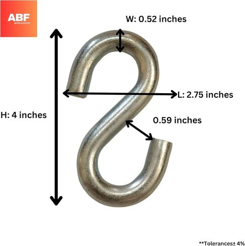 2 Count – ABF Heavy Duty S Hooks (0.52" x 4.0") – 5500 lb Capacity – Thick Steel for Garage, Tools, Trailer, Chains, Farm Use in Saudi Arabia