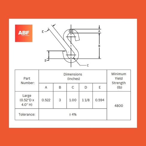 2 Count – ABF Heavy Duty S Hooks (0.52" x 4.0") – 5500 lb Capacity – Thick Steel for Garage, Tools, Trailer, Chains, Farm Use in Saudi Arabia