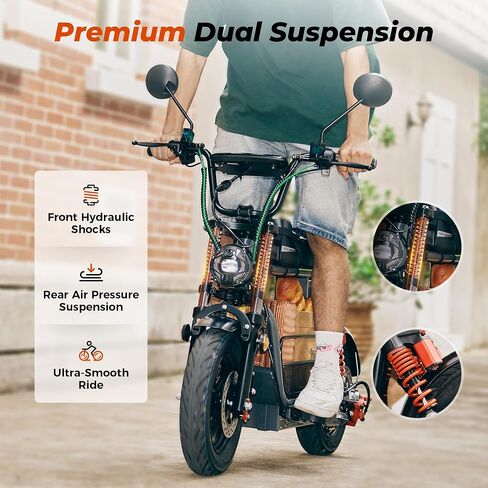 iScooter Adult Electric Scooter with Seat, 1500W Motor, 35 MPH Speed,45 Miles Range,15" Tubeless Pneumatic Tires, Dual Suspension, Hydraulic Disc Brake, Commuter E Scooter for Adults with Basket & Bag in Kuwait