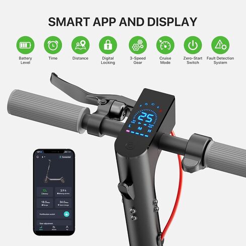 Megawheels Electric Scooter ، 500W/350W SCOOTER ELECTRY للبالغين ، ومدى من 19-31 ميلًا ، وإطارات 8.5/10in ، وسرعة 15.5 ميلاً في الساعة ، والتحكم في التطبيق الذكي Escooter للتنقل ، والخارجية ، والسفر القصير UL2272 in Saudi Arabia