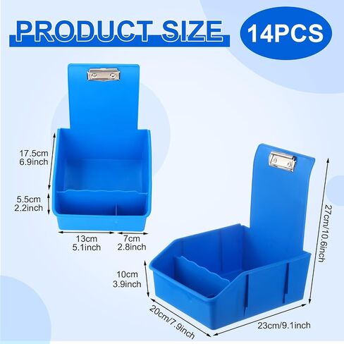 7 Pack Extra Large Dental Working Lab Pan 3 Compartment Plastic Pans with Matching Stainless Steel Clip 7 Assorted Colors for Holding Job Cards Notes Lab Organization in Saudi Arabia
