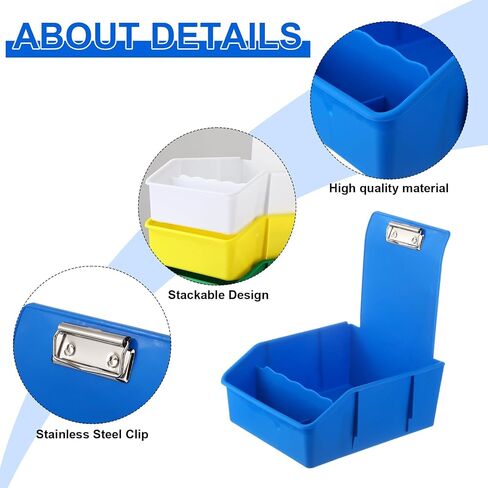 7 Pack Extra Large Dental Working Lab Pan 3 Compartment Plastic Pans with Matching Stainless Steel Clip 7 Assorted Colors for Holding Job Cards Notes Lab Organization in Saudi Arabia