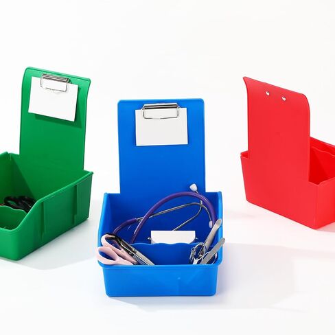 7 Pack Extra Large Dental Working Lab Pan 3 Compartment Plastic Pans with Matching Stainless Steel Clip 7 Assorted Colors for Holding Job Cards Notes Lab Organization in Saudi Arabia