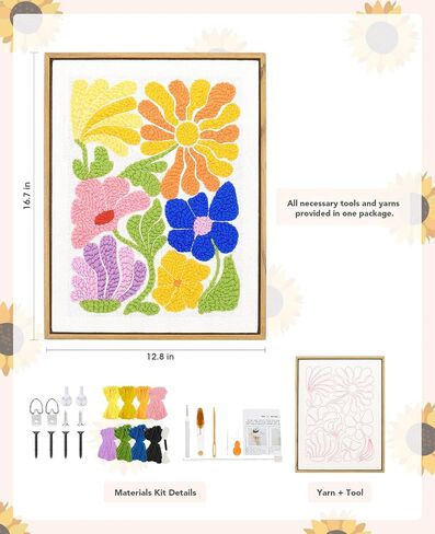 Acelist 6PCS Plant Punch Needle Kit for Coaster, Easy DIY Embroidery Kit for Beginners, Adults & Kids Craft Kits, Birthday Gift with Patterns, Tools, Yarns, Hoop, Instructions, Practice Piece in Saudi Arabia