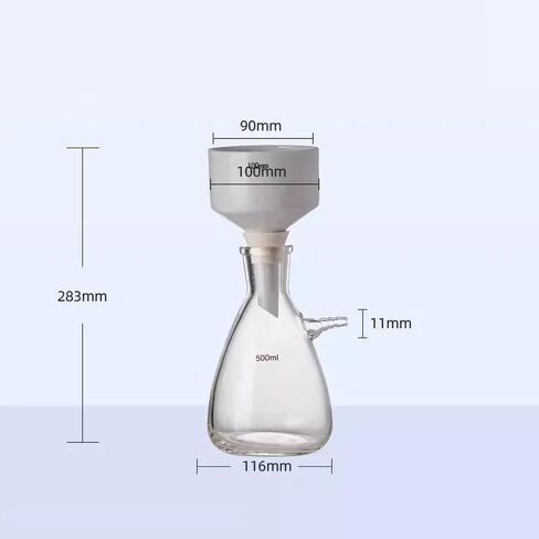 500ml Suction Flask and 100mm Buchner Funnel Kit - Heavy Wall Glass Filtration Set for Laboratory Chemistry in Saudi Arabia