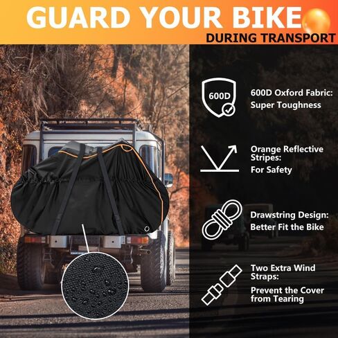 On-Rack Waterproof Bike Cover for 2 Bikes with Lock Holes– Heavy-Duty 600D Reinforced Fabric, Tear-Resistant and Abrasion-Proof, for Transport and Outdoor Storage, Includes Storage Bag in Kuwait