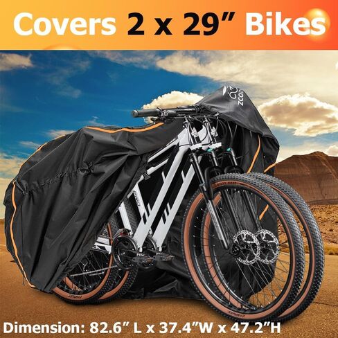 On-Rack Waterproof Bike Cover for 2 Bikes with Lock Holes– Heavy-Duty 600D Reinforced Fabric, Tear-Resistant and Abrasion-Proof, for Transport and Outdoor Storage, Includes Storage Bag in Kuwait