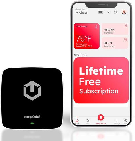 WiFi Temperature & Humidity Sensor | Connects 2.4 GHz – Real-Time 24/7 Monitoring | No Subscription | Data Logger | Unlimited Text/Email Alerts | Ideal for Freezer, Medical & Food Storage in Saudi Arabia
