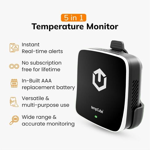 WiFi Temperature & Humidity Sensor | Connects 2.4 GHz – Real-Time 24/7 Monitoring | No Subscription | Data Logger | Unlimited Text/Email Alerts | Ideal for Freezer, Medical & Food Storage in Saudi Arabia