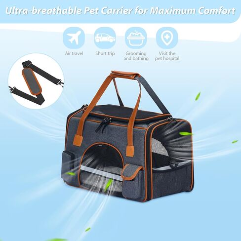 18x11x11 Inches Cat, Dog Carrier– Fits Pets Up to 16 lbs, Anti-Collapse Design, Multiple Storage Pockets, Cat Carrier Soft Ideal for Medium Cats, Puppy, Rabbits and Other Small Animals in Kuwait