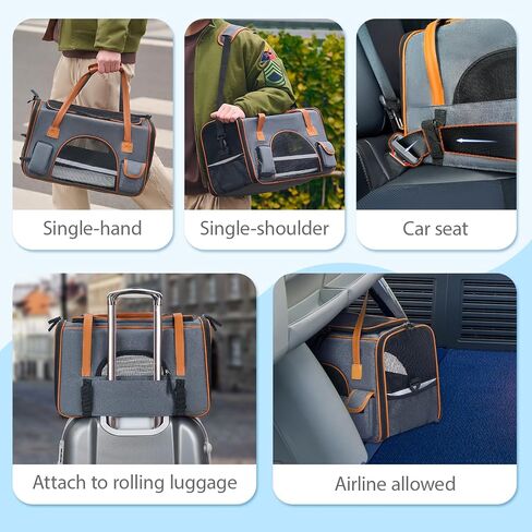 18x11x11 Inches Cat, Dog Carrier– Fits Pets Up to 16 lbs, Anti-Collapse Design, Multiple Storage Pockets, Cat Carrier Soft Ideal for Medium Cats, Puppy, Rabbits and Other Small Animals in Kuwait