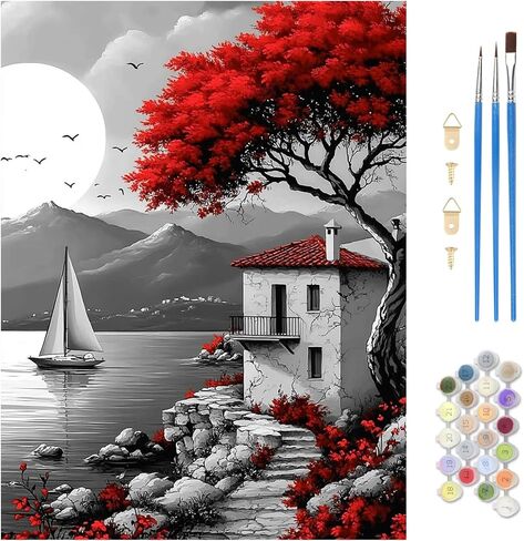 MAXBYE Cute Cats Paint by Numbers Kit for Adults, Kids' Paint by Number Kits, Animal Paint by Numbers Kits for Beginner, DIY Acrylic Color by Number on Canvas for Home Wall Decor Gift 12X16 in in Saudi Arabia