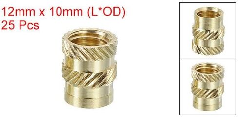 #US 25pcs Knurled Insert Nuts M8 X 12mm L X 10mm OD Brass Heat Set Insert Nuts in Saudi Arabia