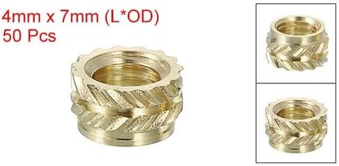 #us 50pcs knuert insert المكسرات M5 x 4mm l x 7mm OD. in Saudi Arabia