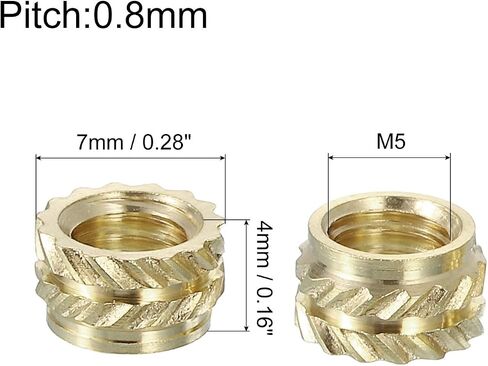 #us 50pcs knuert insert المكسرات M5 x 4mm l x 7mm OD. in Saudi Arabia