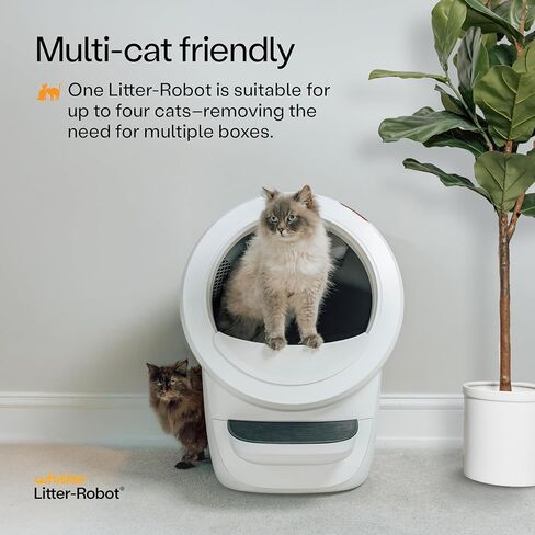 Litter-Robot 4 من Whisker، أبيض - صندوق فضلات القطط أوتوماتيكي ذاتي التنظيف، يساعد على تقليل روائح صندوق الفضلات، يعمل مع أي فضلات متكتلة، ضمان لمدة عام من WhiskerCare in Kuwait