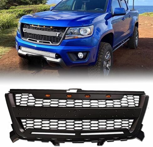 الشبكة الأمامية متوافقة مع 2016 2017 2018 2019 2020 طرز Colorado Base/LT/WT/Z71 ، شبكة استبدال ABS Pheedarket Grill مع 4 مصابيح LED وأحرف سوداء in Kuwait