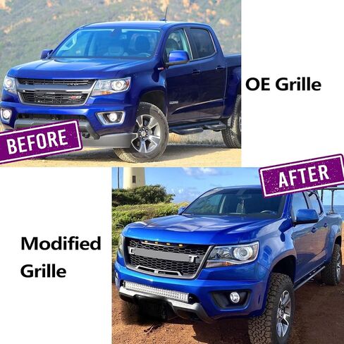 الشبكة الأمامية متوافقة مع 2016 2017 2018 2019 2020 طرز Colorado Base/LT/WT/Z71 ، شبكة استبدال ABS Pheedarket Grill مع 4 مصابيح LED وأحرف سوداء in Kuwait