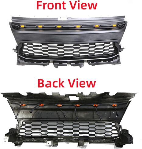 الشبكة الأمامية متوافقة مع 2016 2017 2018 2019 2020 طرز Colorado Base/LT/WT/Z71 ، شبكة استبدال ABS Pheedarket Grill مع 4 مصابيح LED وأحرف سوداء in Kuwait