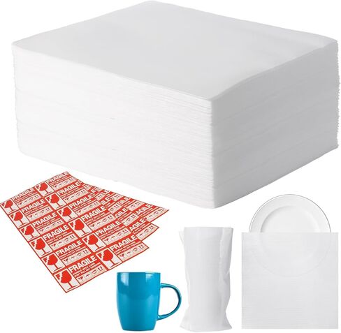 100 PCS مستلزمات متحركة ، 60 أكياس رغوة وسادة 15x15 "، مع 40 ملصقات هشة ، مستلزمات التعبئة المتحركة لحماية الأطباق كوب تغليف وتخزين in Saudi Arabia