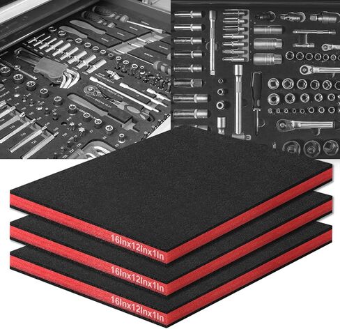 DGSL Tool Box Foam 3 Pack ، 16 × 12x1 في إدراج الرغوة للحالات ، وألواح تخزين البولي إيثيلين القابلة للتشويش لأداة تخزين أدوات الكاميرا الأدراج أدوات الظل in Saudi Arabia