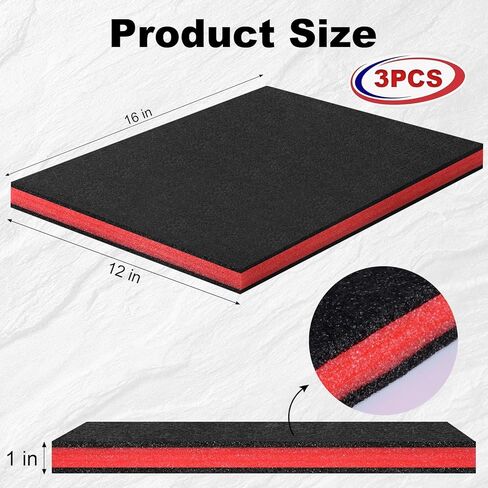 DGSL Tool Box Foam 3 Pack ، 16 × 12x1 في إدراج الرغوة للحالات ، وألواح تخزين البولي إيثيلين القابلة للتشويش لأداة تخزين أدوات الكاميرا الأدراج أدوات الظل in Saudi Arabia