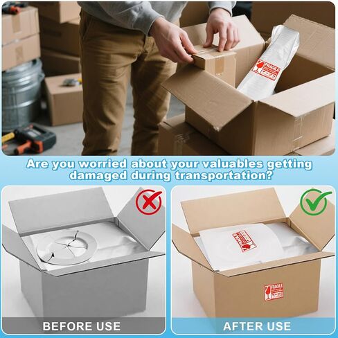 120 PCS تعبئة للمستلزمات المتحركة ، 100 Pack Foam Pouches 8 x10 "، مع 50 ملصقًا هشًا ، حقيبة رغوة وسادة لتحريكها ، نقل التعبئة ، مستلزمات التخزين in Saudi Arabia